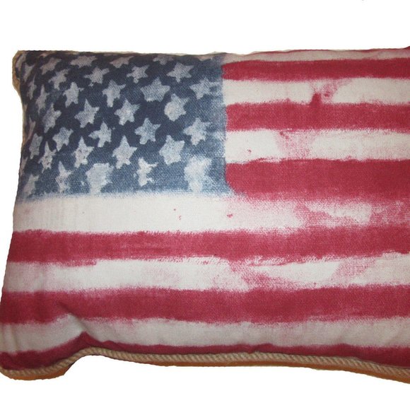 Ralph Lauren red blue white American Flag Coastal pillow 18 x 13 NWT cabincore